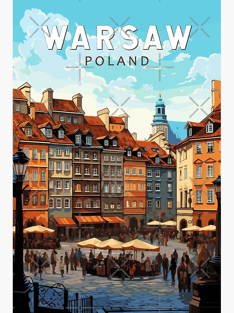 Thumbnail 3 of 3, Poster, Warsaw Poland Travel Art Vintage designed and sold by KrisSidDesigns.