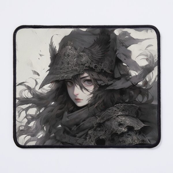 Item preview, Shadowed Feathered Gothic Warrior Anime Girl designed and sold by bubblegoth.