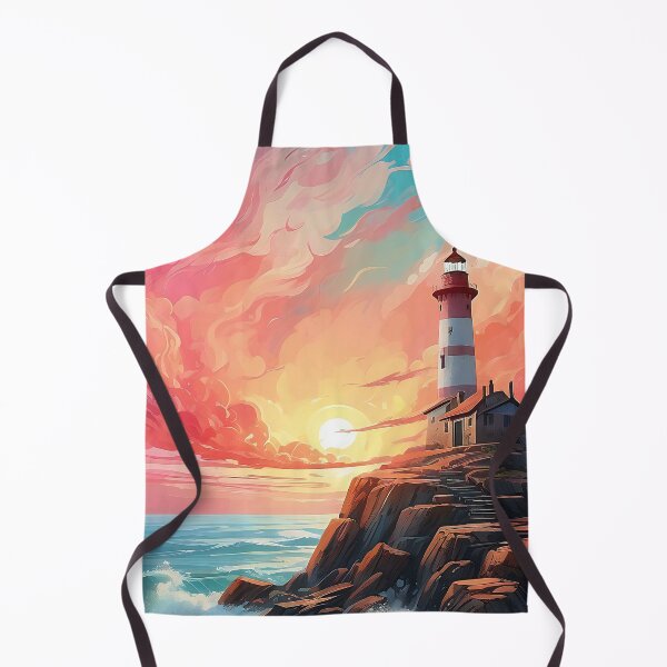 Item preview, Sunset Lighthouse Beacon: Guiding Light Amidst Swirling Seas designed and sold by ArtComixHaven.