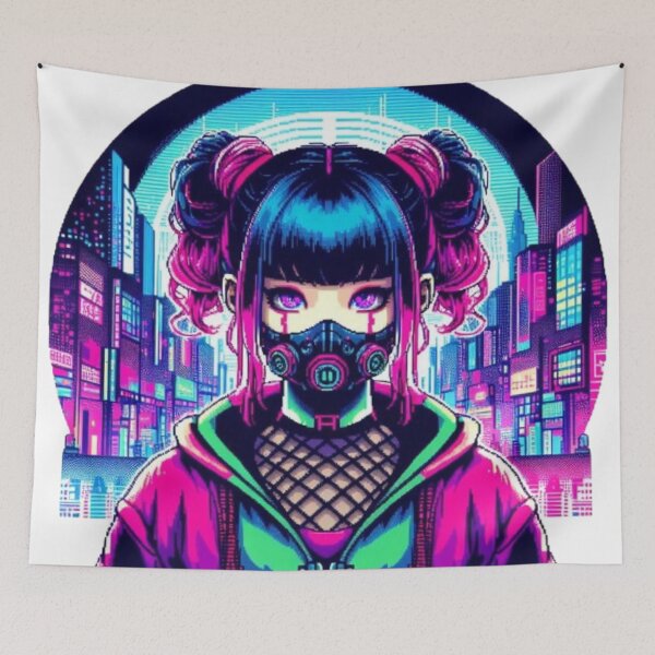 Item preview, Cyberpunk girl neon vaporwave designed and sold by DakaPixelArt.