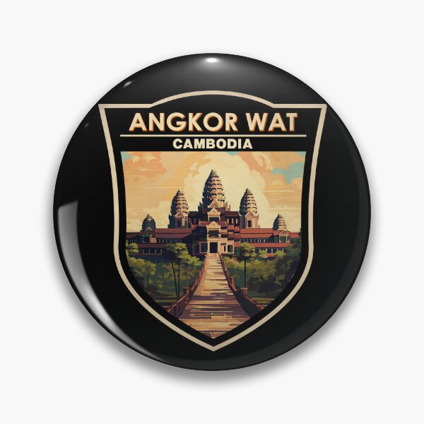 Item preview, Angkor Wat Cambodia Travel Art Badge designed and sold by KrisSidDesigns.
