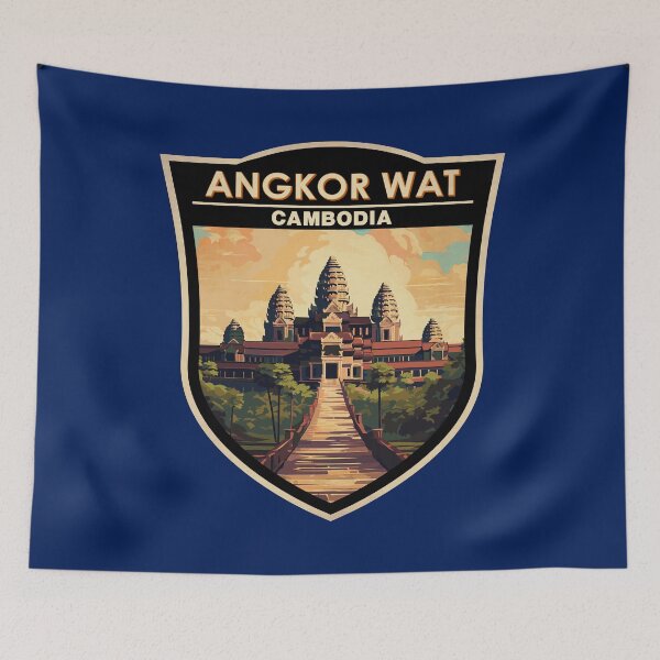 Item preview, Angkor Wat Cambodia Travel Art Badge designed and sold by KrisSidDesigns.