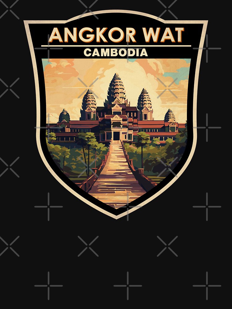 Thumbnail 7 of 7, Classic T-Shirt, Angkor Wat Cambodia Travel Art Badge designed and sold by KrisSidDesigns.