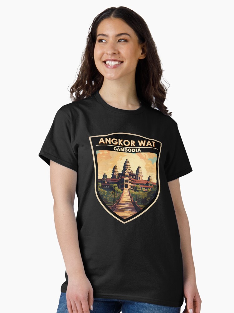 Thumbnail 2 of 7, Classic T-Shirt, Angkor Wat Cambodia Travel Art Badge designed and sold by KrisSidDesigns.