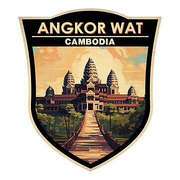 Artwork thumbnail, Angkor Wat Cambodia Travel Art Badge by KrisSidDesigns