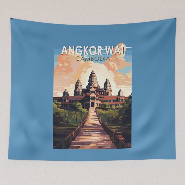 Item preview, Angkor Wat Cambodia Travel Art Vintage designed and sold by KrisSidDesigns.
