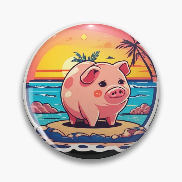 Item preview, Sunset Piglet on a Beach with Hawaiian Palm Tree designed and sold by NautiChic.