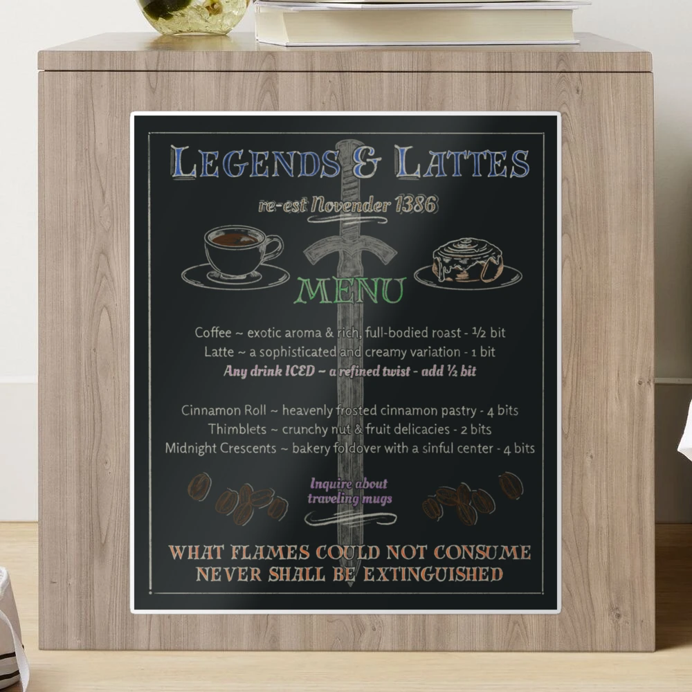 Legends and Lattes Menu Art