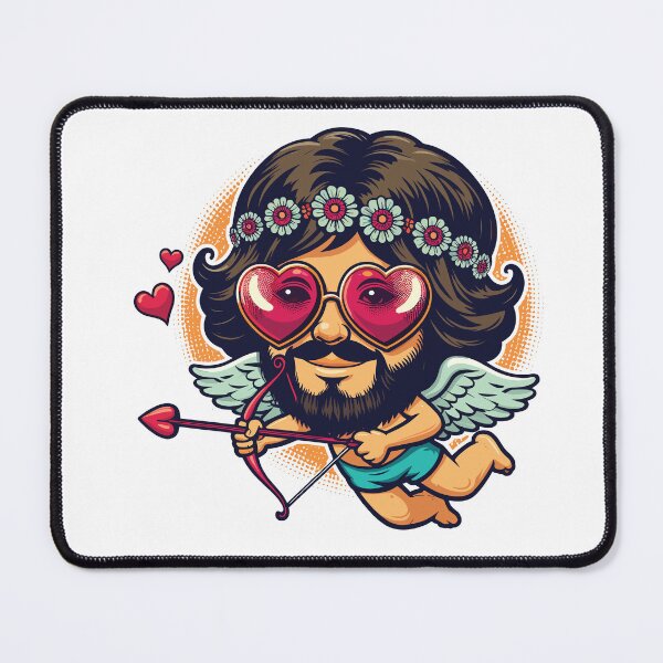 Item preview, Hippy Cupid, Happy Valentine's Day, Retro character, 60s, 70s, wishing Valentine’s love. designed and sold by 271Studio.