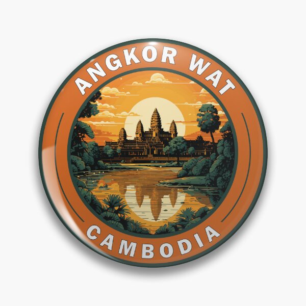 Item preview, Angkor Wat Cambodia Travel Art Badge designed and sold by KrisSidDesigns.