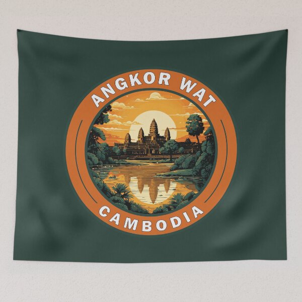 Item preview, Angkor Wat Cambodia Travel Art Badge designed and sold by KrisSidDesigns.