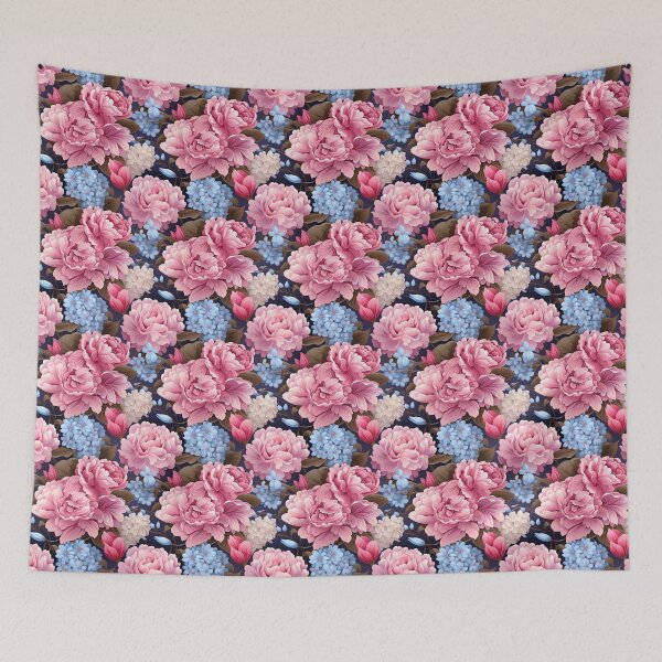 Item preview, Hydrangea Tile 24: Blue Skies and Pastel Puffs Dancing in Nature's Confetti Bowl designed and sold by TheBrainArt.
