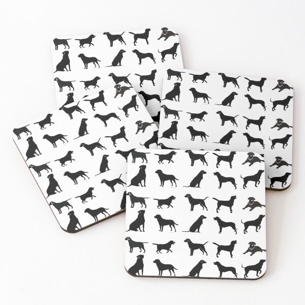 Item preview, Black labradors in ten different poses with repeating pattern designed and sold by ElegantTeaTime.