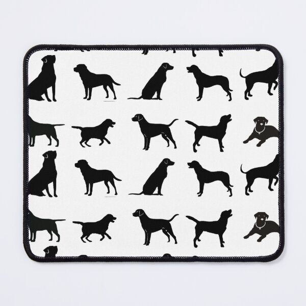 Item preview, Black labradors in ten different poses with repeating pattern designed and sold by ElegantTeaTime.
