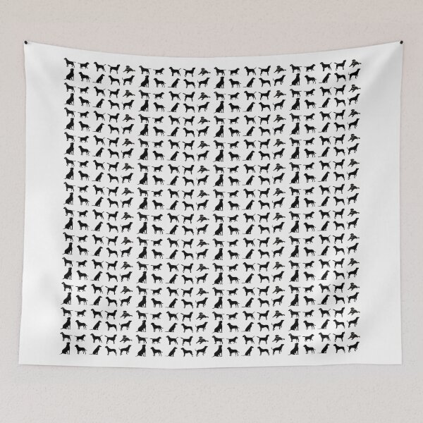 Item preview, Black labradors in ten different poses in a tiny tiled repeating silhouette pattern. designed and sold by ElegantTeaTime.