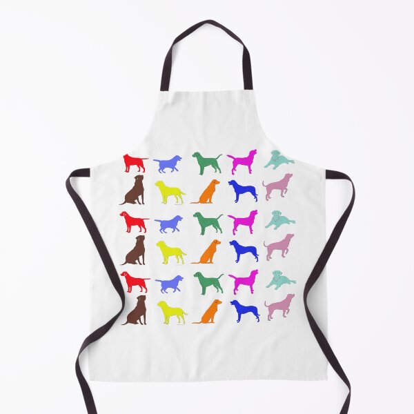 Item preview, Multicolor labradors in ten different poses in a large tiled repeating rainbow silhouette pattern designed and sold by ElegantTeaTime.