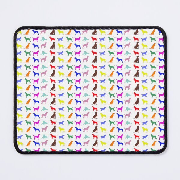 Item preview, Labradors in ten different poses in a tiny tiled repeating rainbow silhouette pattern designed and sold by ElegantTeaTime.