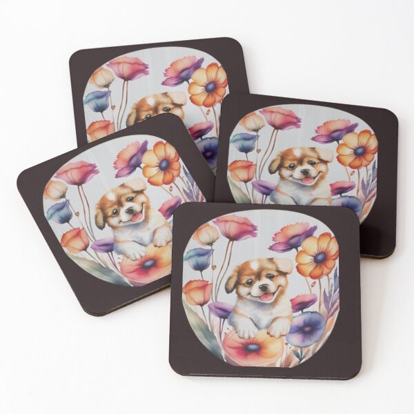 Item preview,  Watercolour cute dog in flower  designed and sold by kozlebozle007.