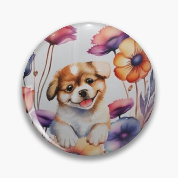 Item preview,  Watercolour cute dog in flower  designed and sold by kozlebozle007.