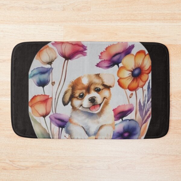 Item preview,  Watercolour cute dog in flower  designed and sold by kozlebozle007.