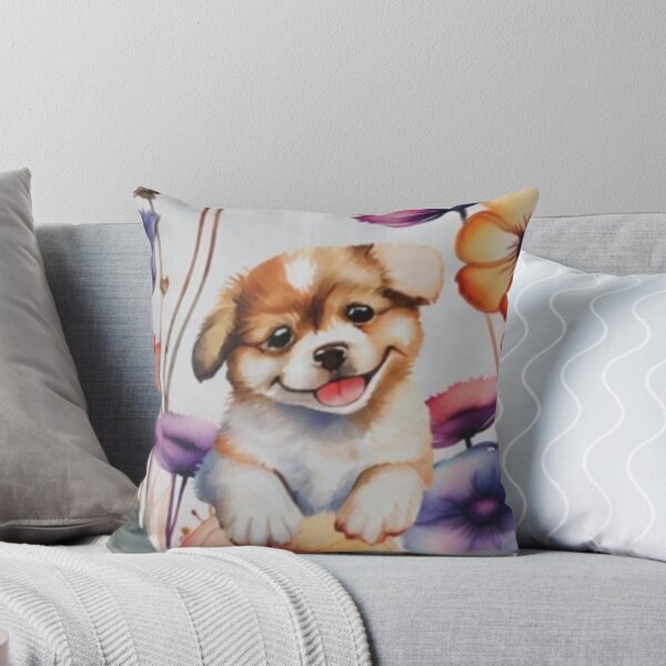 Item preview,  Watercolour cute dog in flower  designed and sold by kozlebozle007.