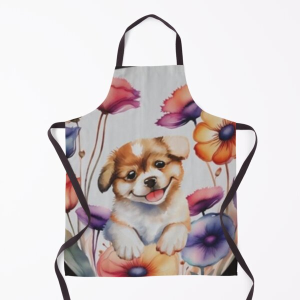 Item preview, Watercolour cute dog in flower designed and sold by kozlebozle007.