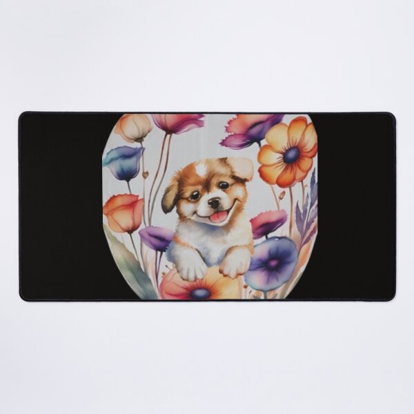Item preview,  Watercolour cute dog in flower  designed and sold by kozlebozle007.
