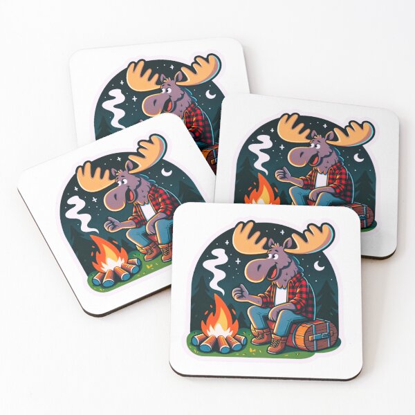 Item preview, Bull Moose at colorful campfire designed and sold by BrinaandPops.