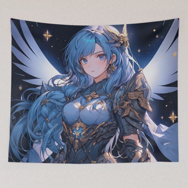 Item preview, Fantasy Starry Celestial Sapphire Anime Girl designed and sold by bubblegoth.