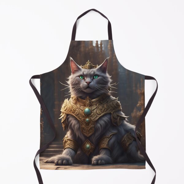 Item preview, A Grey Cat King Wearing Crown and Armor in His Palace designed and sold by MoriFantasy.