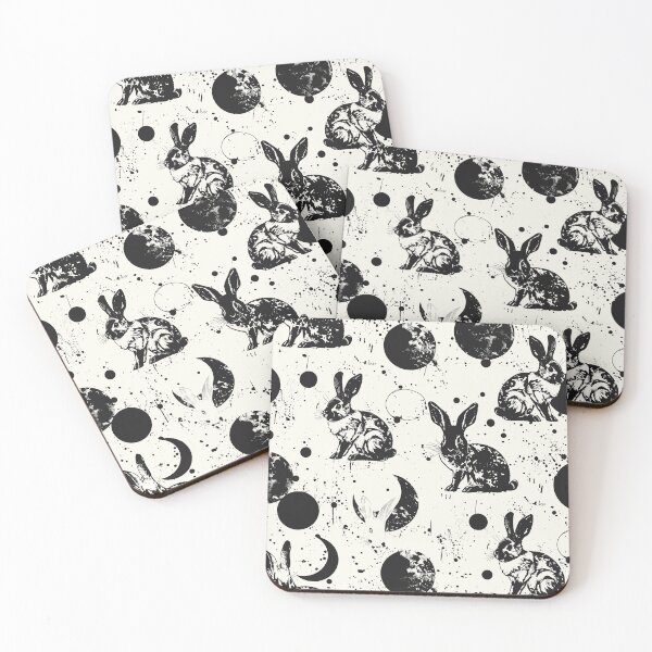 Item preview, Rabbits and moon pattern designed and sold by etherElric.