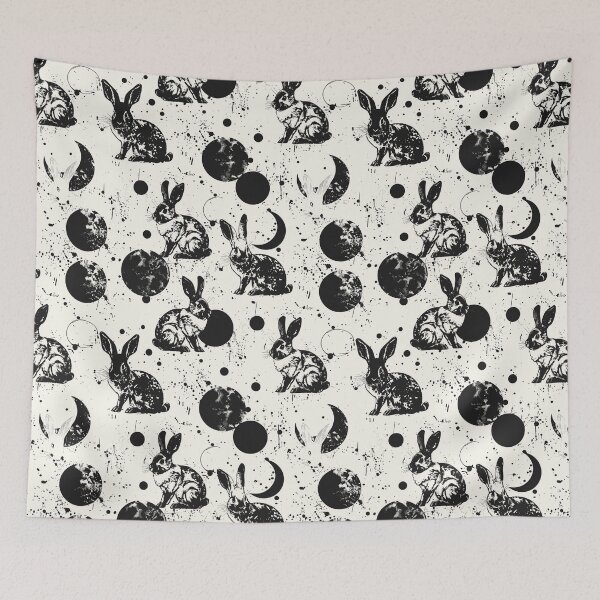 Item preview, Rabbits and moon pattern designed and sold by etherElric.