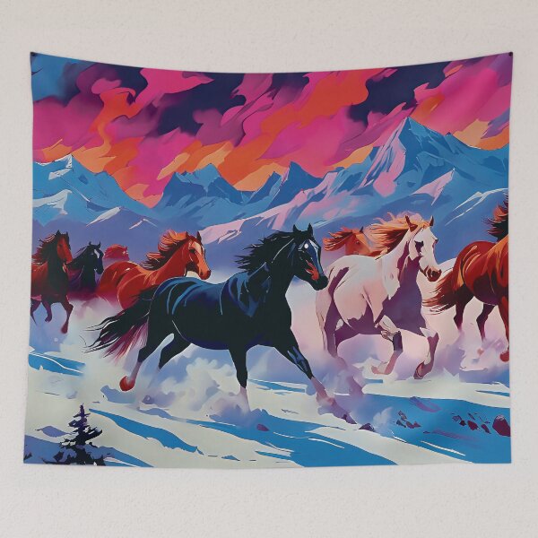 Item preview, Galloping Free under a winter sky designed and sold by NellyHorse.