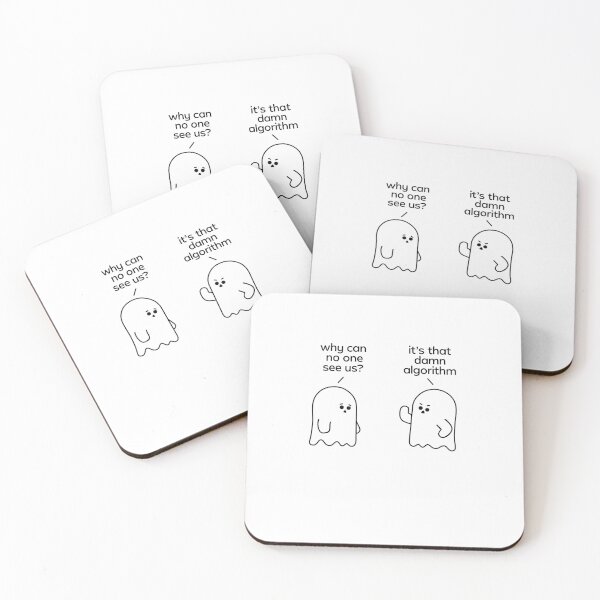 Artikelvorschau, Fun Ghosts, algorithm, ghosting, social media joke, funny statement, ghost illustration entworfen und verkauft von TrueType.