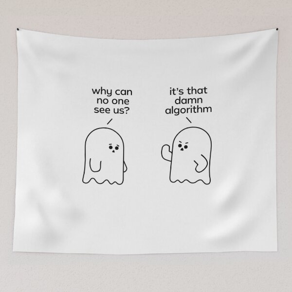 Artikelvorschau, Fun Ghosts, algorithm, ghosting, social media joke, funny statement, ghost illustration entworfen und verkauft von TrueType.