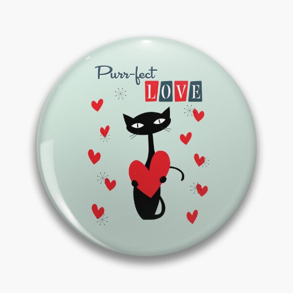 Item preview, Retro Mid Century Atomic Valentines Day Cat designed and sold by trdstudio.
