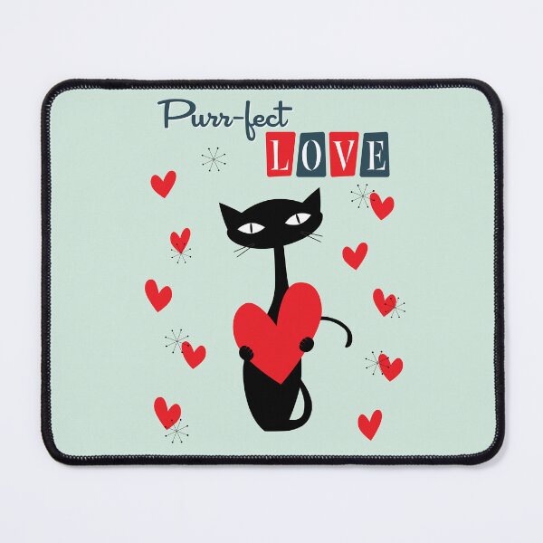 Item preview, Retro Mid Century Atomic Valentines Day Cat designed and sold by trdstudio.