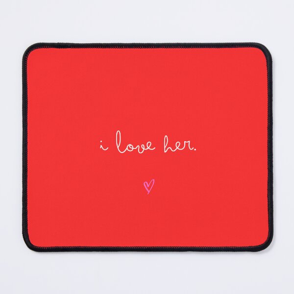 Item preview, I Love Her - Romantic White Script & Pink Heart Design! designed and sold by Kristalin Glass.