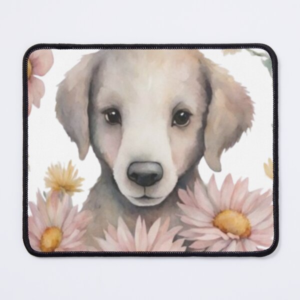 Item preview, Watercolour cute dog with daisy flowers designed and sold by kozlebozle007.