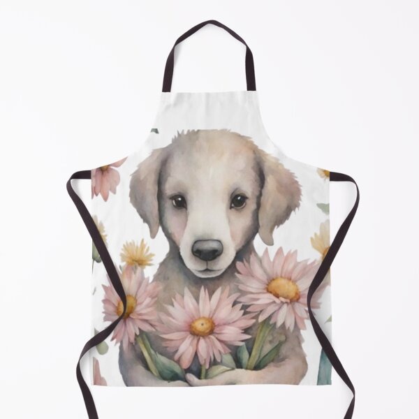 Item preview, Watercolour cute dog with daisy flowers designed and sold by kozlebozle007.