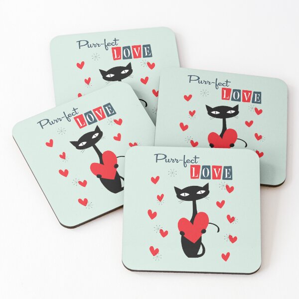 Item preview, Retro Mid Century Atomic Valentines Day Cat designed and sold by trdstudio.