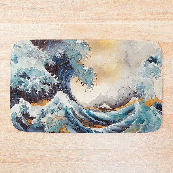 Item preview, Watercolor Ocean Big wave, sea great waves pattern, Japanese art, ukiyo-e, artist Hokusai designed and sold by Collagedream.
