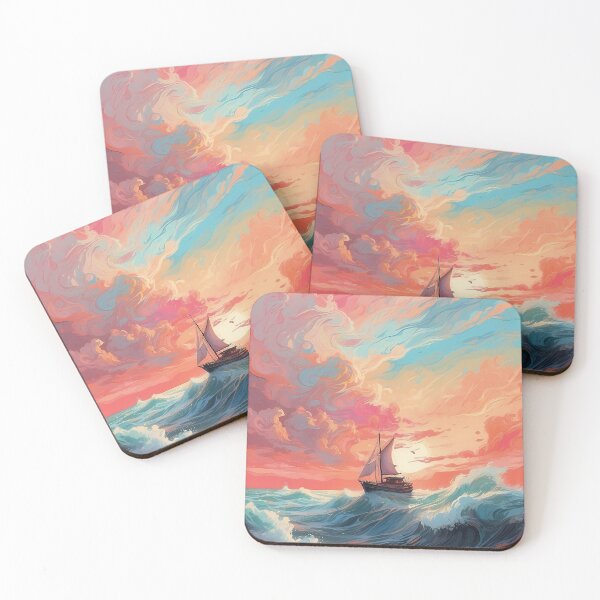 Item preview, Sailing Twilight: Navigating Through Chromatic Ocean Waves" designed and sold by ArtComixHaven.
