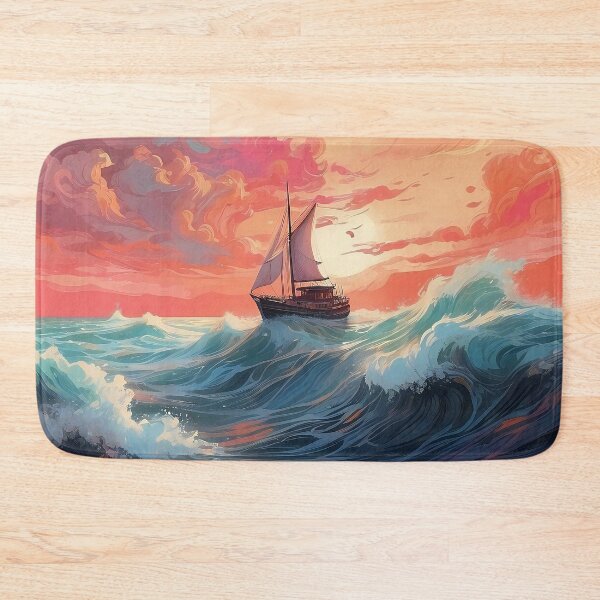 Item preview, Sailing Twilight: Navigating Through Chromatic Ocean Waves" designed and sold by ArtComixHaven.