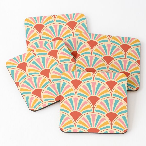 Item preview, Geometric Rays of Sunshine Scallop Pattern (red/yellow/blue) designed and sold by Design Minds Boutique.