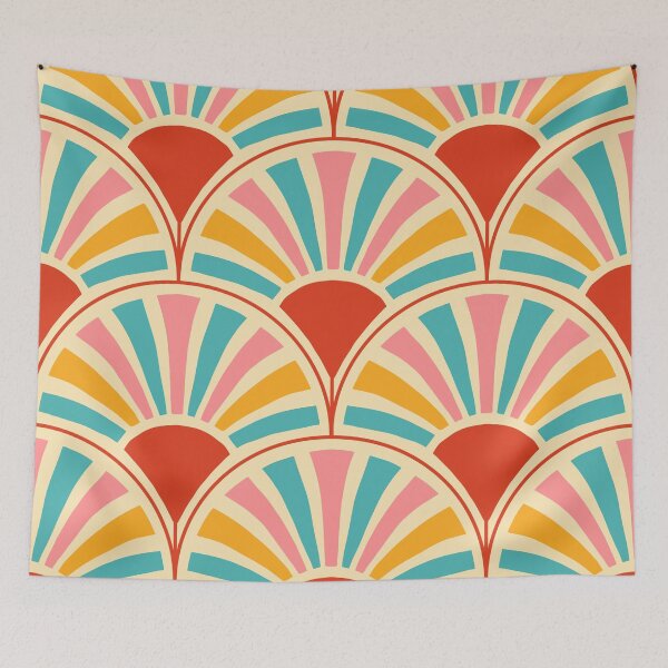 Item preview, Geometric Rays of Sunshine Scallop Pattern (red/yellow/blue) designed and sold by Design Minds Boutique.