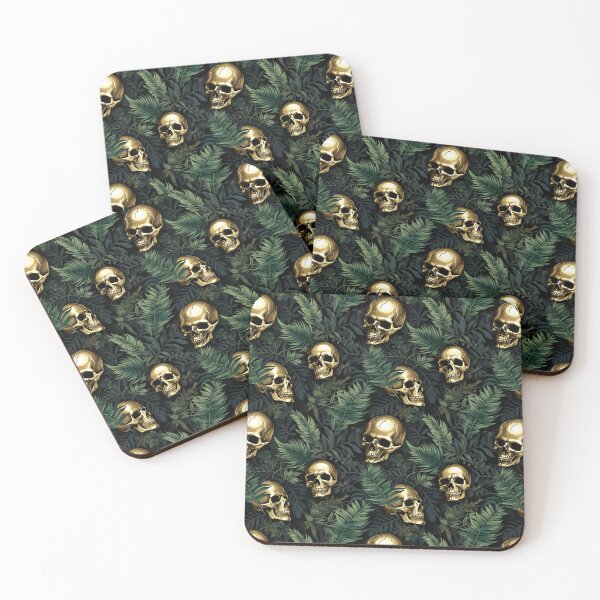 Item preview, Gold Skulls Cannabis Leaves Weed Seamless Pattern designed and sold by MedicatedMedusa.