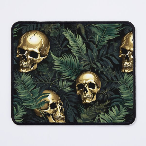 Item preview, Gold Skulls Cannabis Leaves Weed Seamless Pattern designed and sold by MedicatedMedusa.