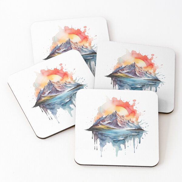 Item preview, Mountain Lake Sunset Landscape Watercolor designed and sold by Krieghorn.