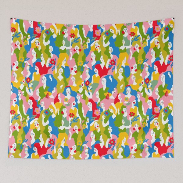 Item preview, multicolor retro ladies pattern designed and sold by permare.